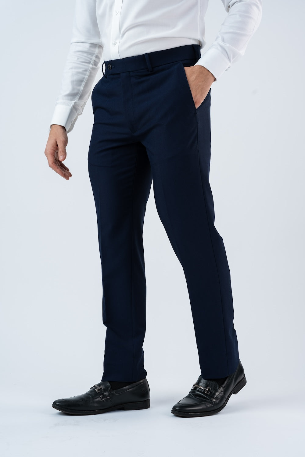Vantage Mens  Ultra Slim Fit Blue Formal Wear  Trouser