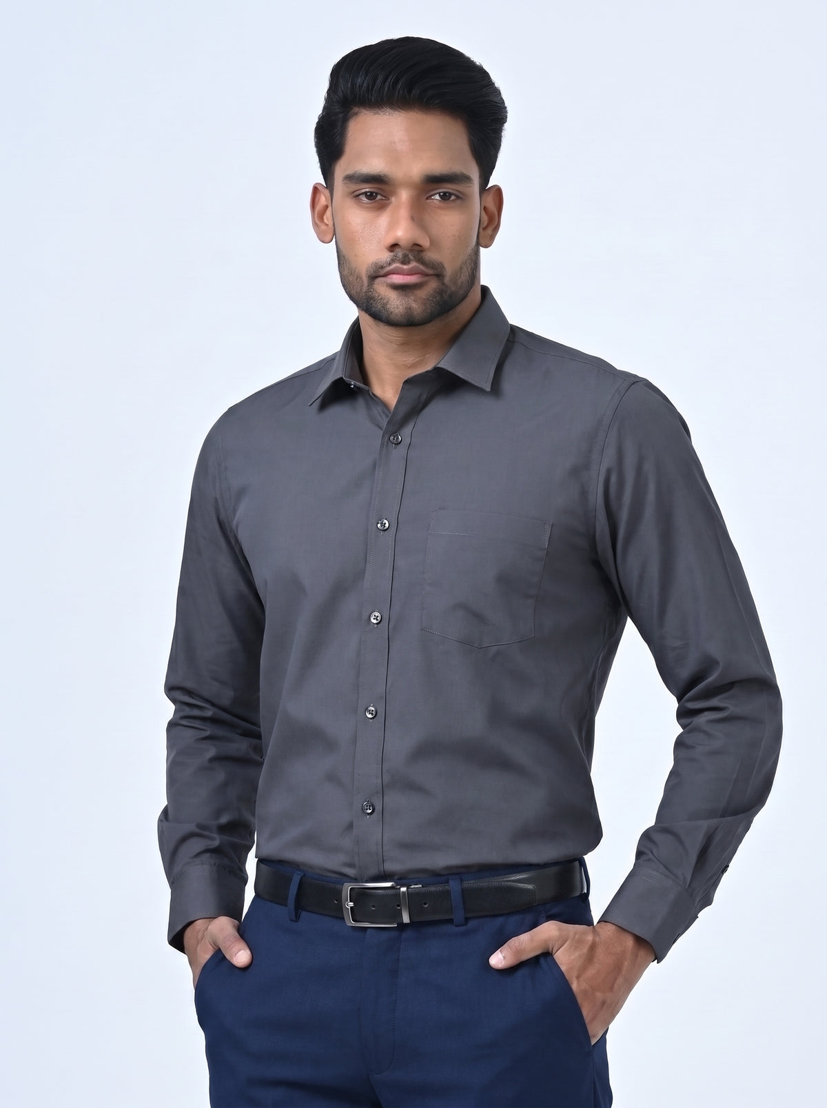 Ebony Formal Slim Fit Long Sleeve Mens Shirt
