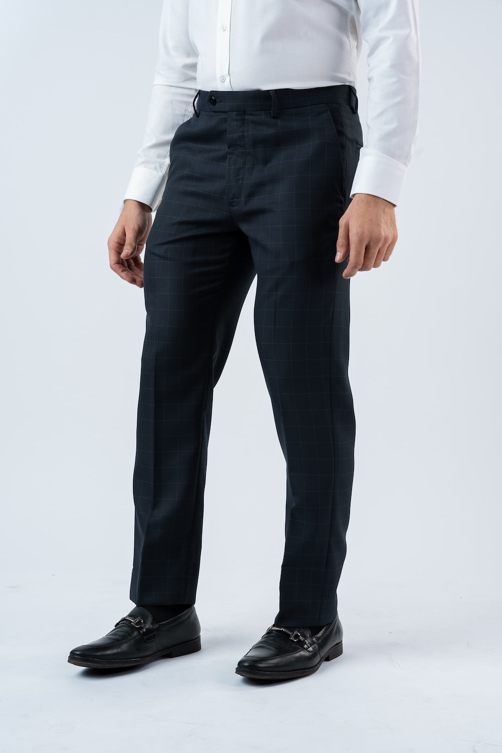 Vantage Blue Ultra Slim Fit Blue Check Formal Wear Trouser