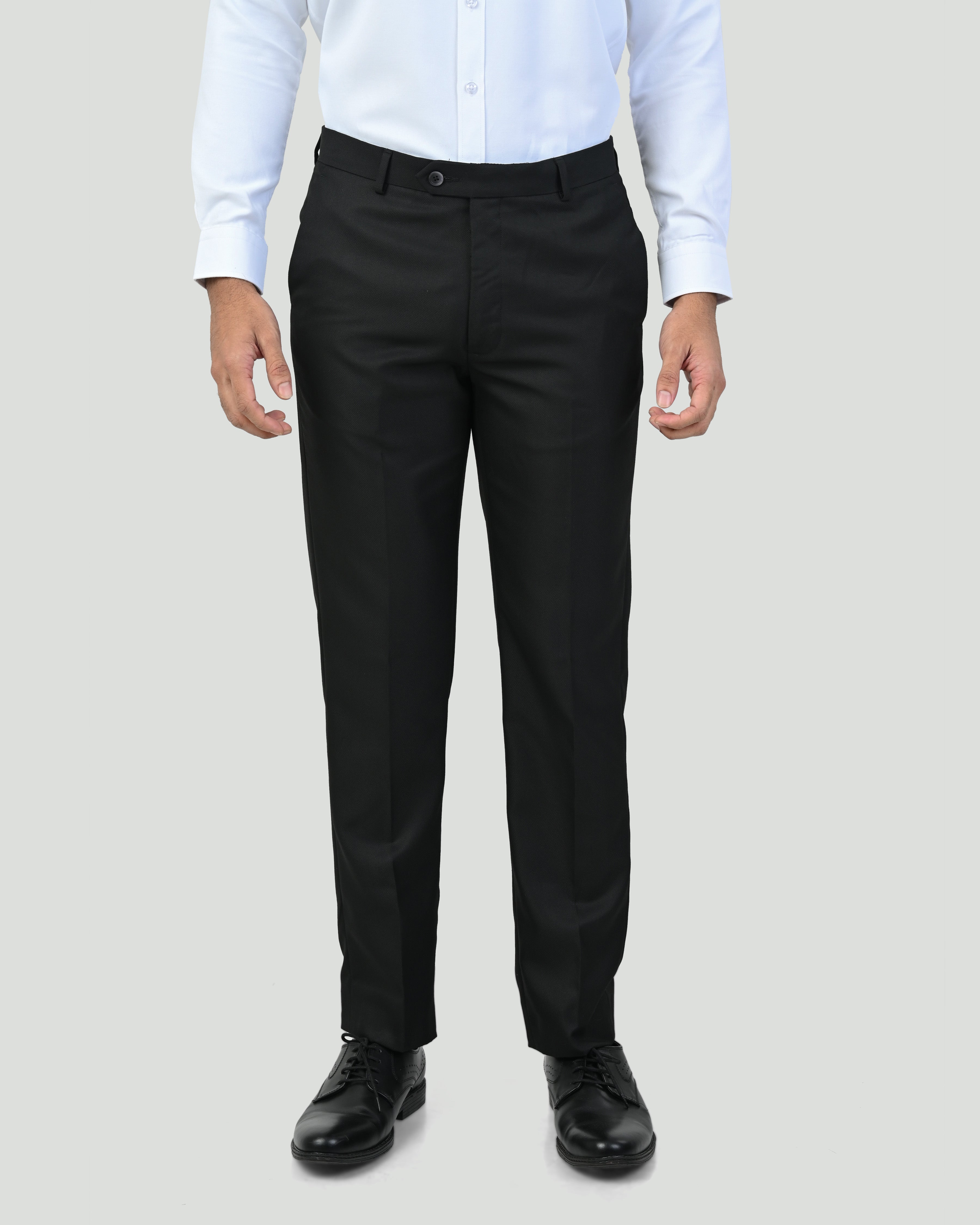 Vantage Blue Ultra Slim Fit Black Dobby Formal Trouser