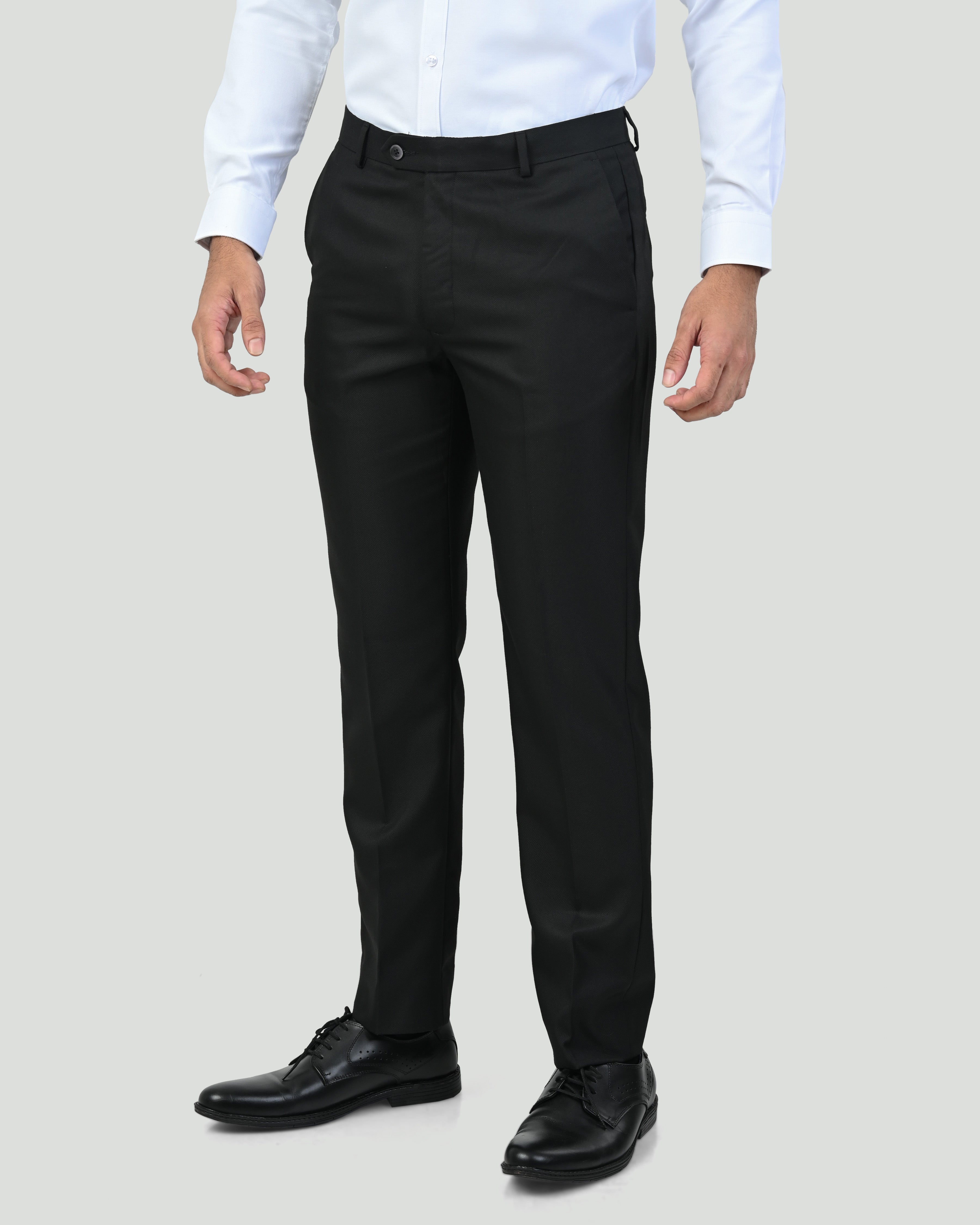 Vantage Blue Ultra Slim Fit Black Dobby Formal Trouser
