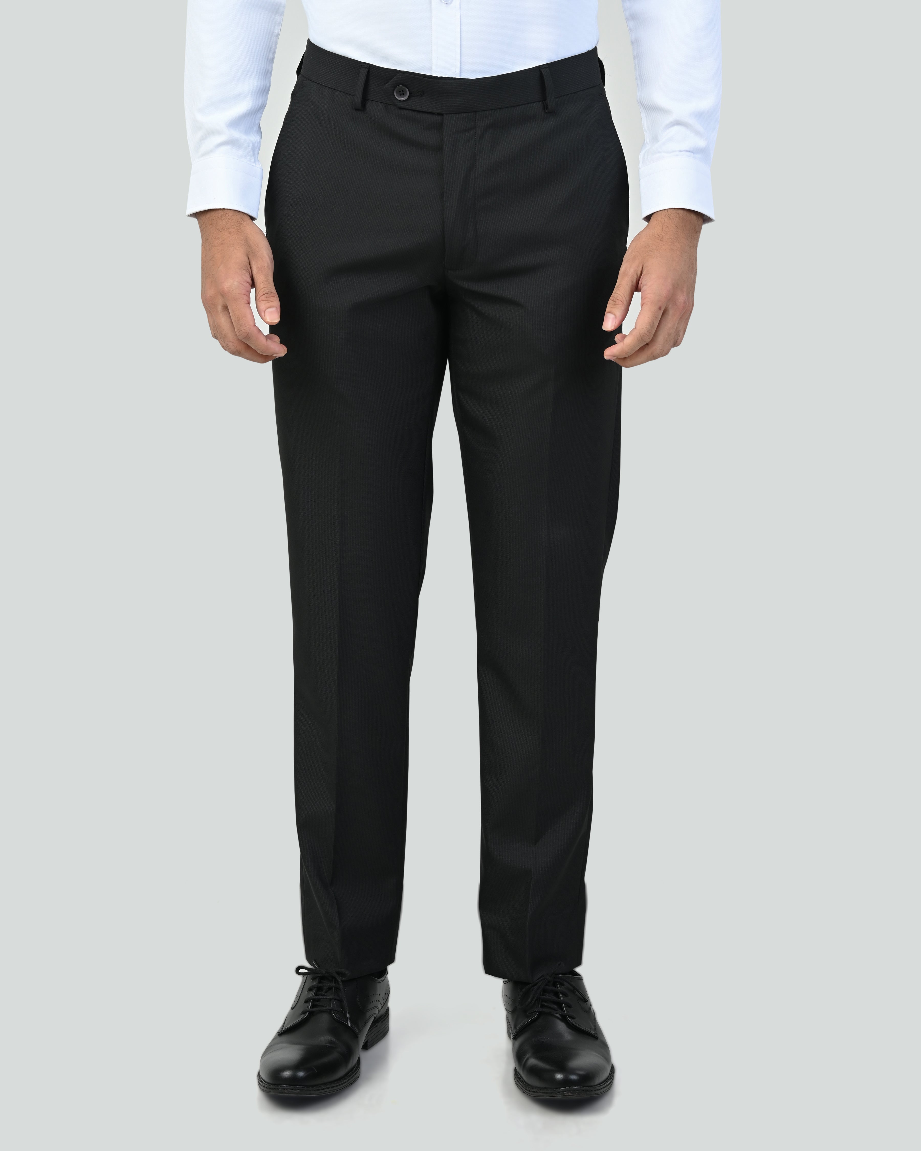 Vantage Blue Ultra Slim Fit Black Dobby Formal Trouser