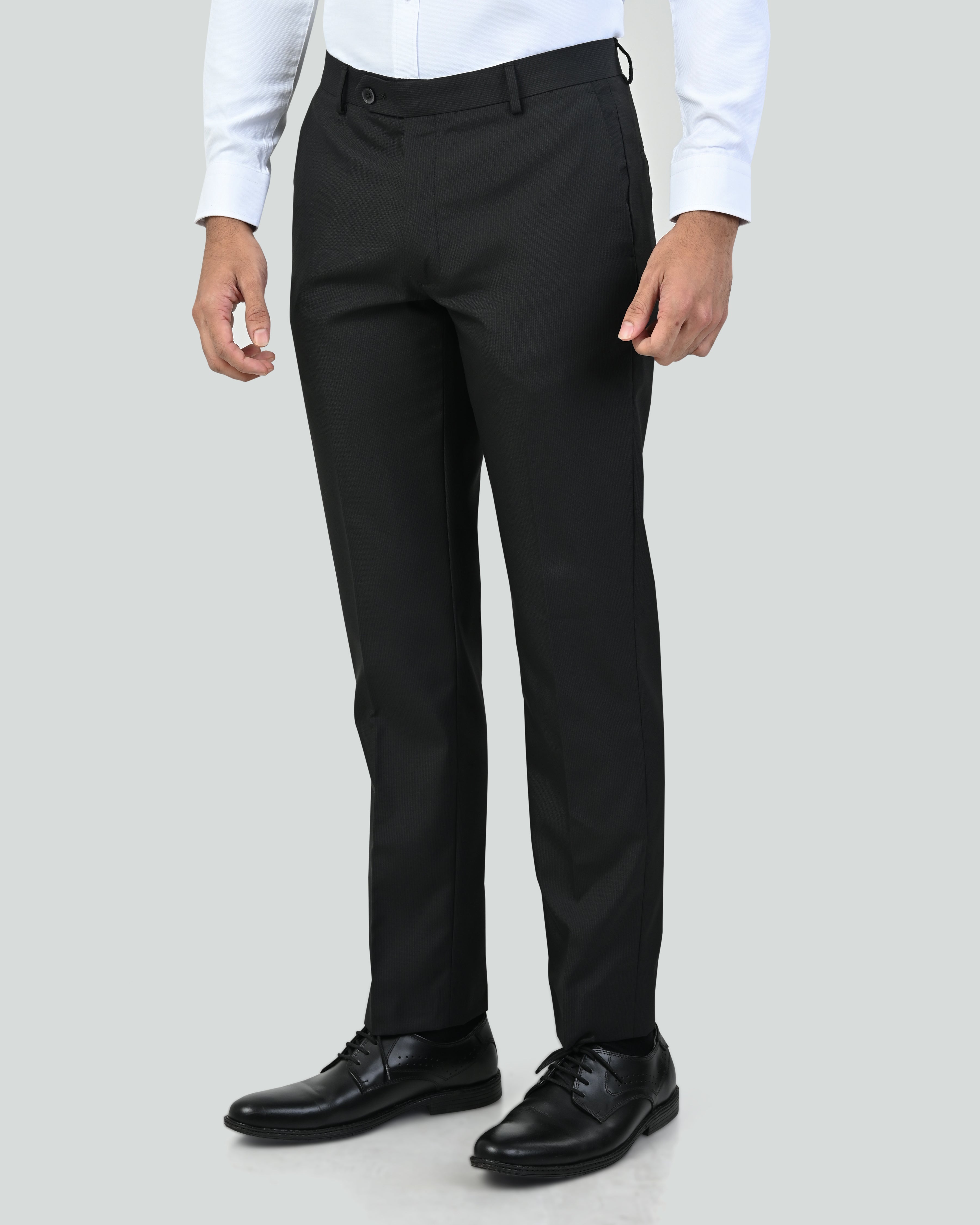 Vantage Blue Ultra Slim Fit Black Dobby Formal Trouser