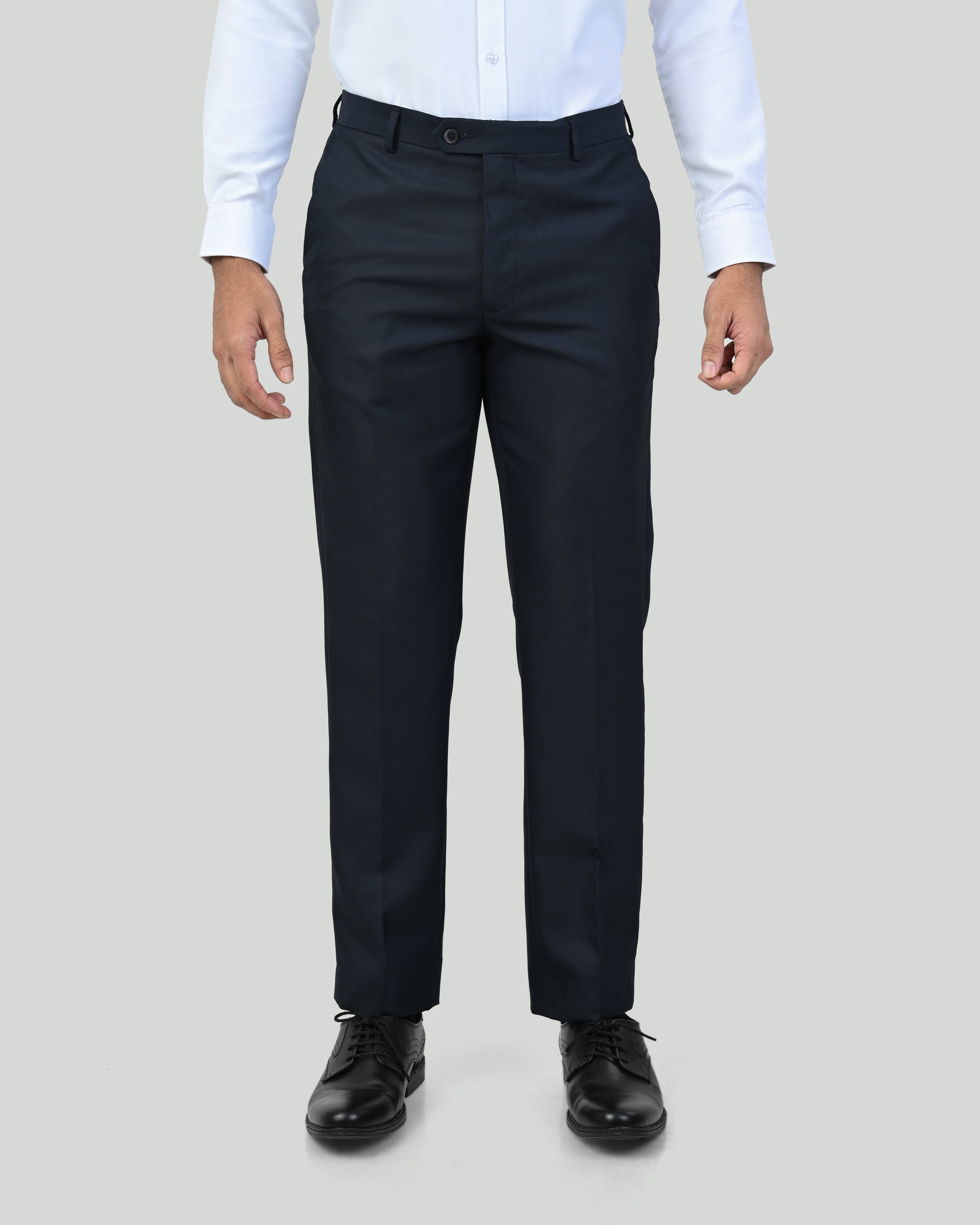 Vantage Blue Ultra Slim Fit Dark Blue Dobby Formal Trouser