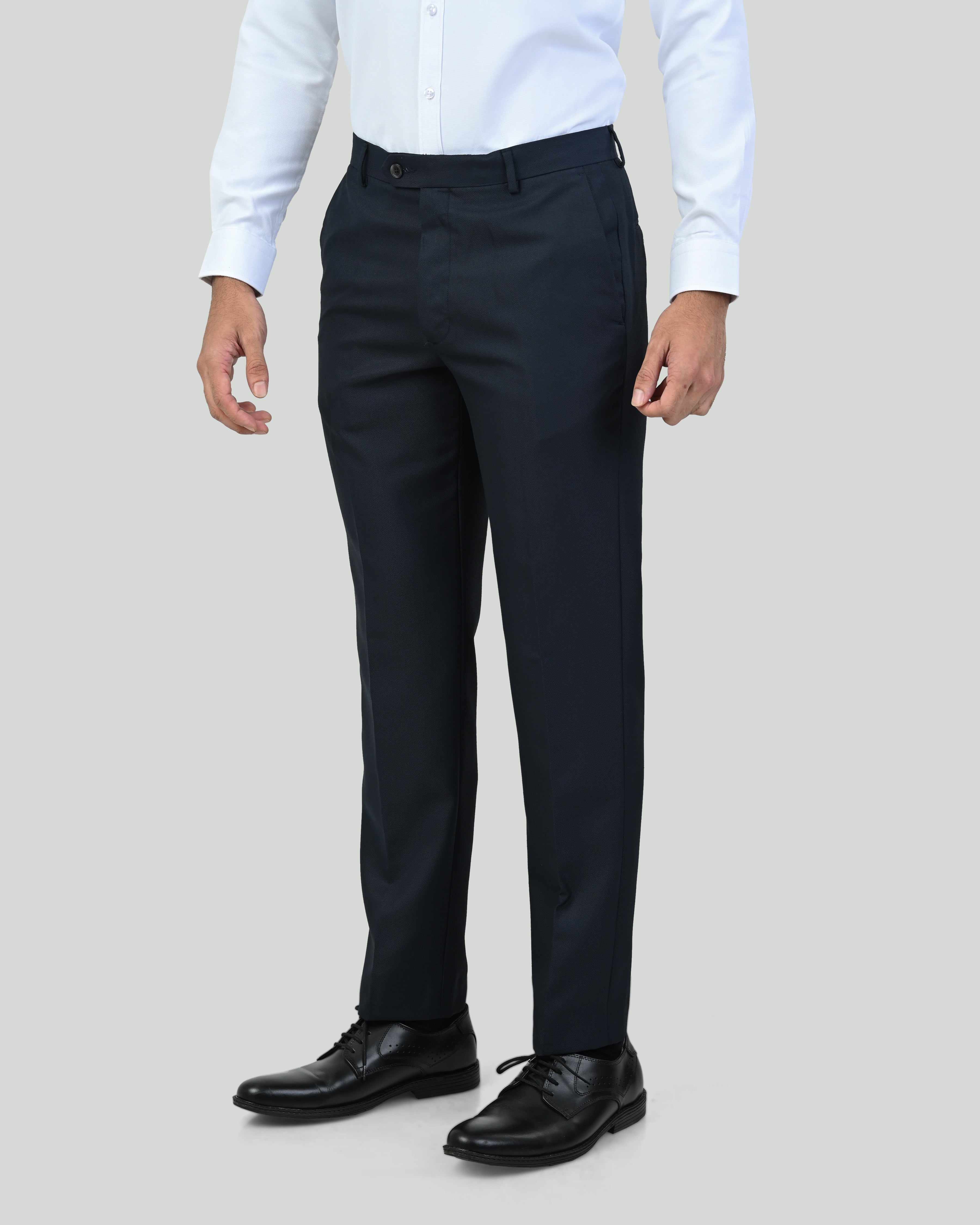Vantage Blue Ultra Slim Fit Dark Blue Dobby Formal Trouser