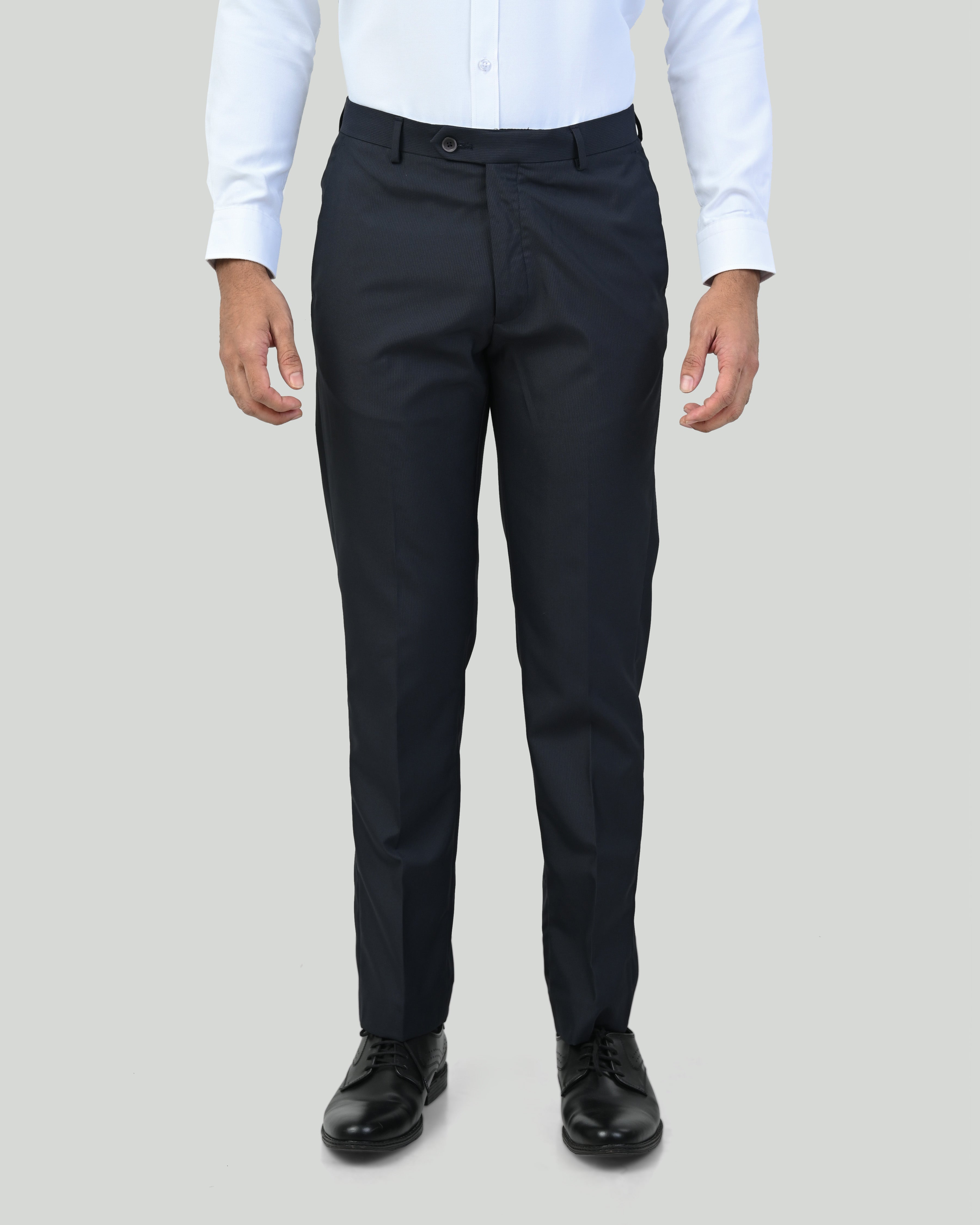 Vantage Blue Ultra Slim Fit Black Dobby Formal Trouser