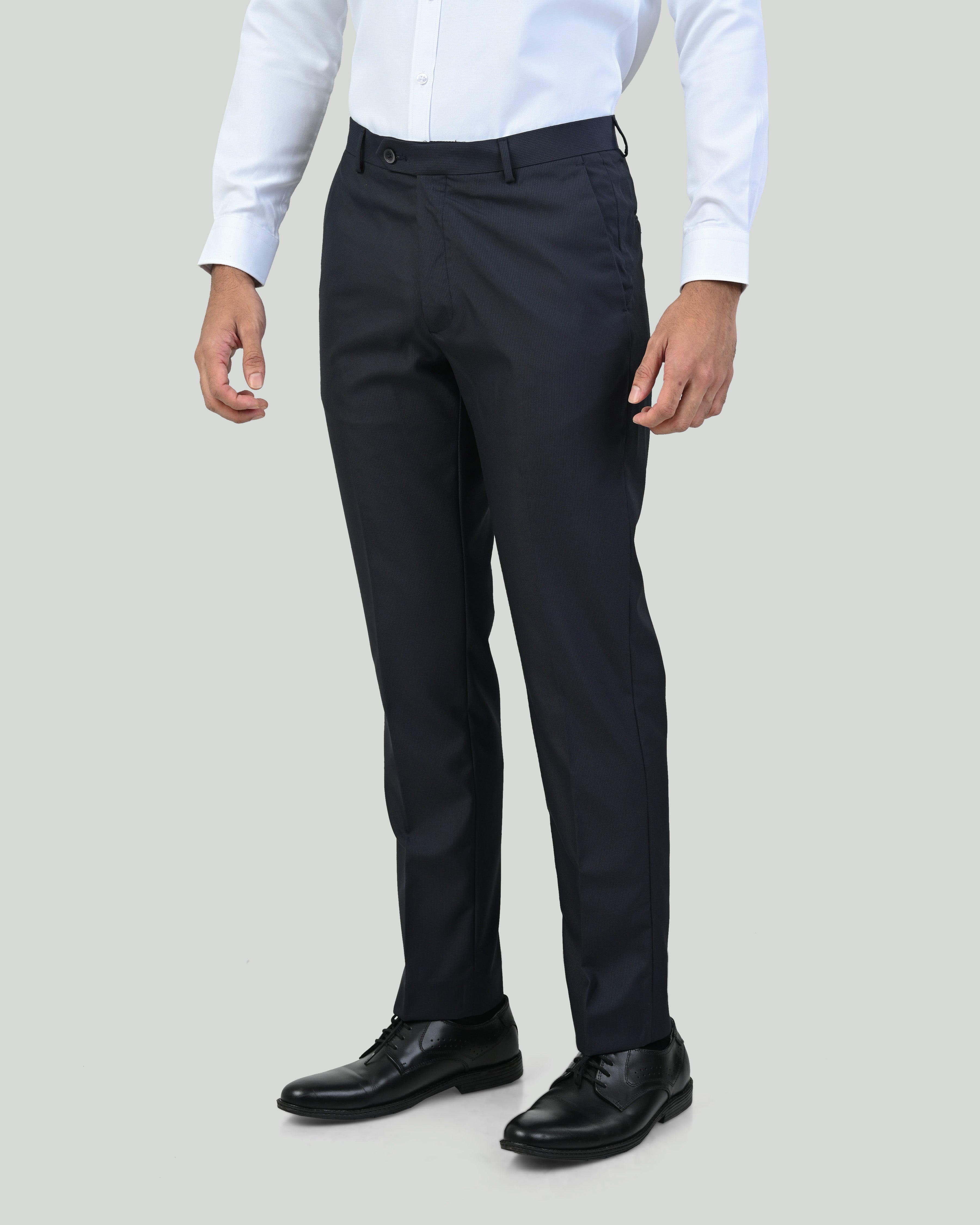 Vantage Blue Ultra Slim Fit Black Dobby Formal Trouser