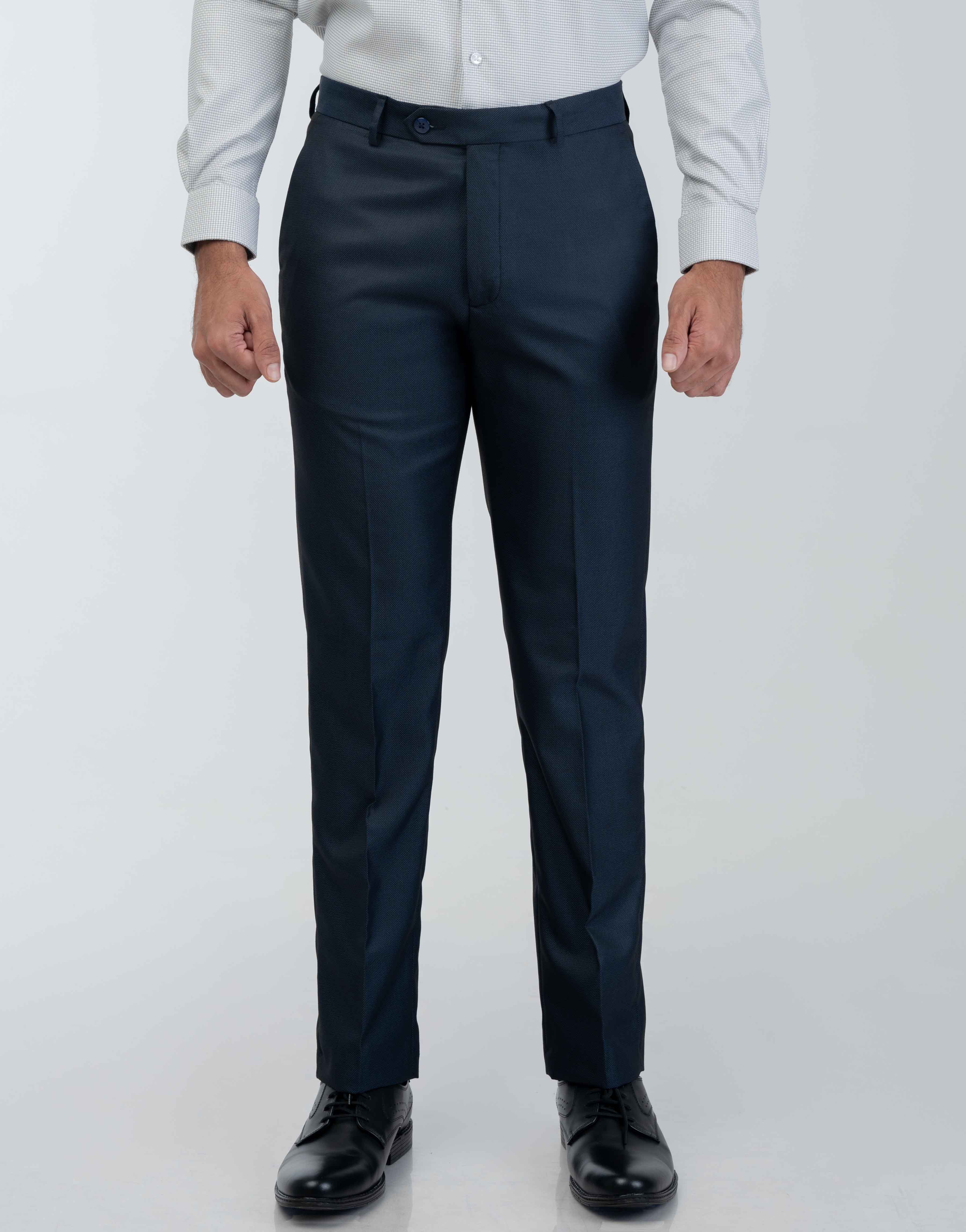Vantage Blue Ultra Slim Fit Blue Dobby Formal Wear Trouser
