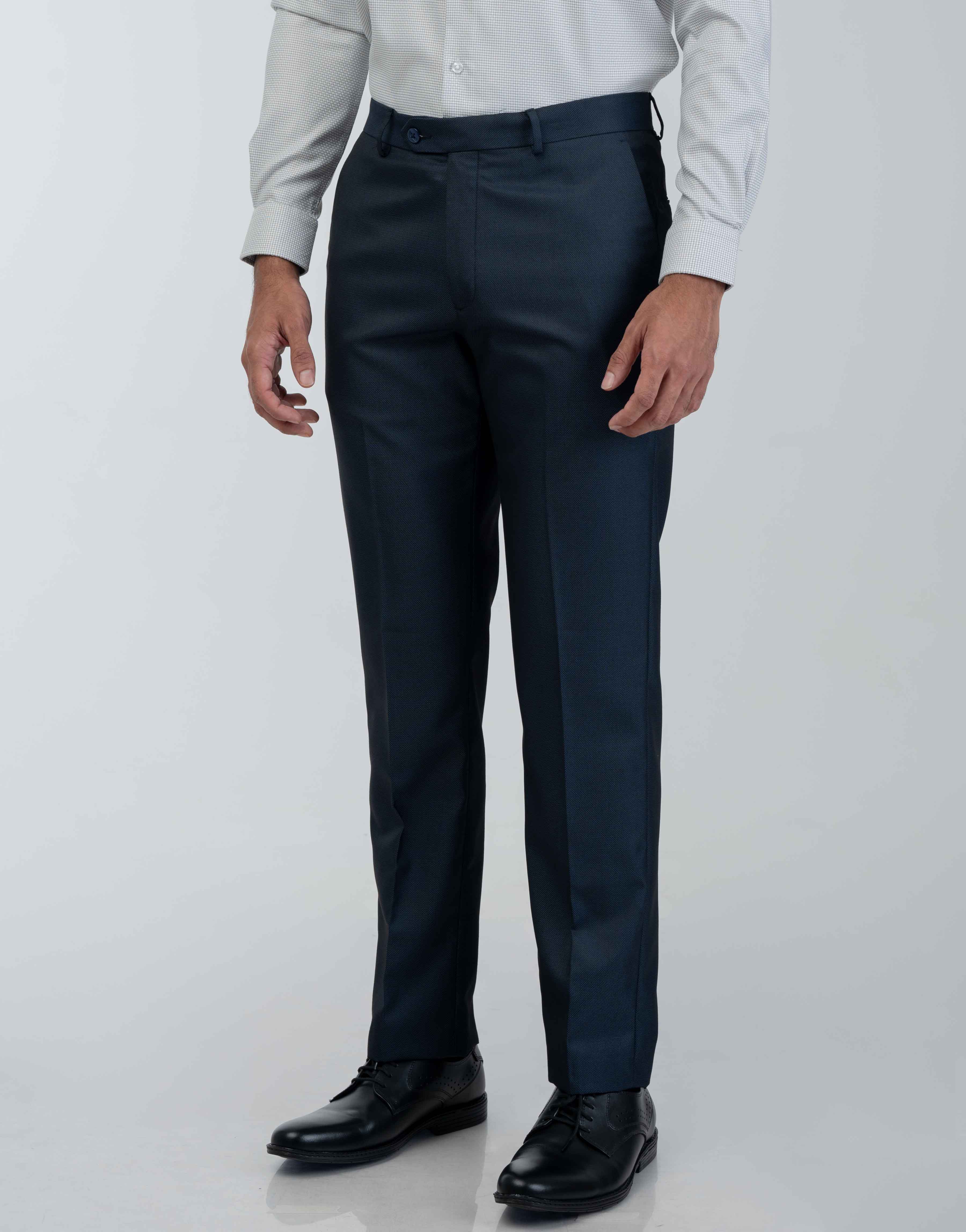 Vantage Blue Ultra Slim Fit Blue Dobby Formal Wear Trouser