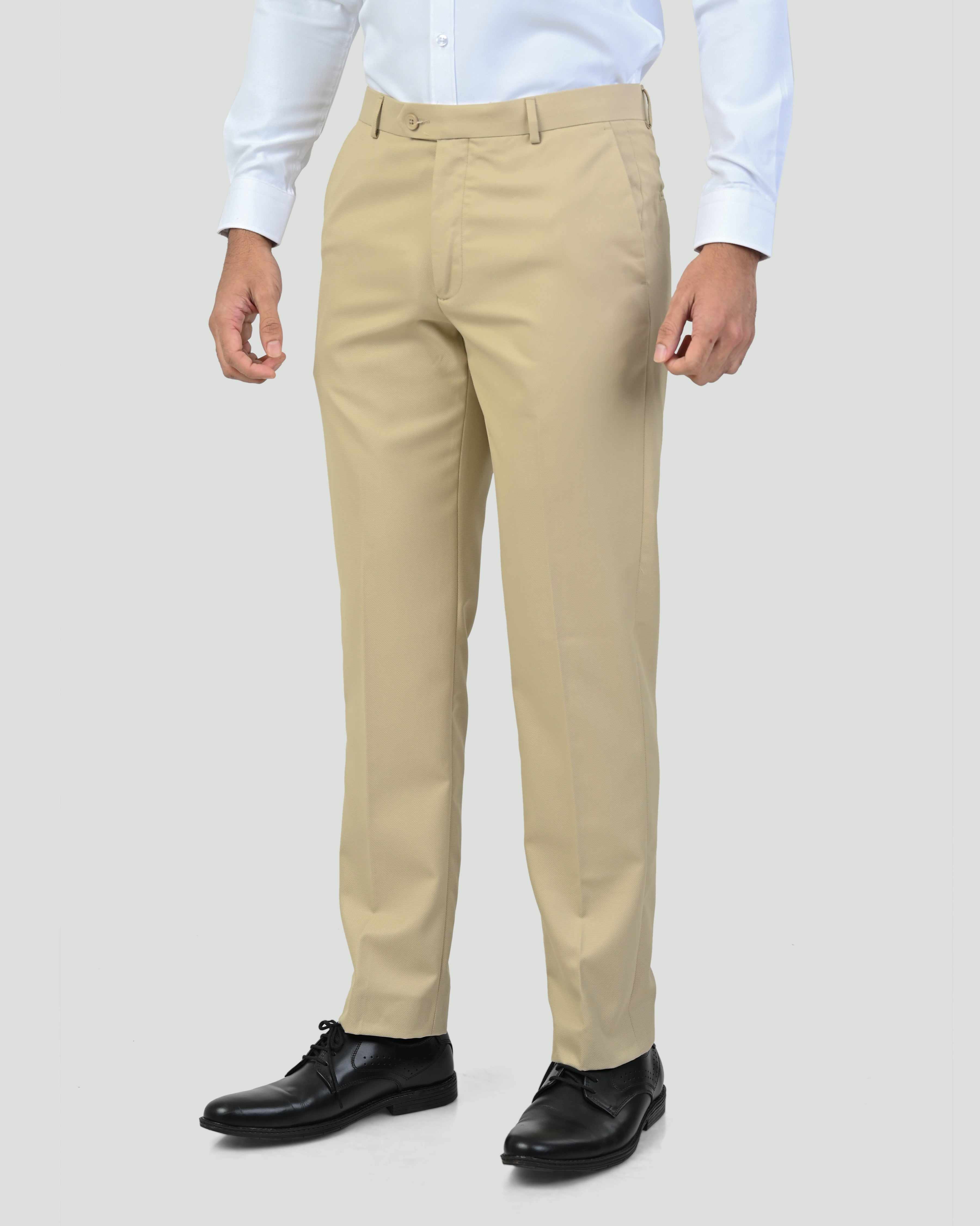Vantage Blue Ultra Slim Fit Beige Dobby Formal Trouser